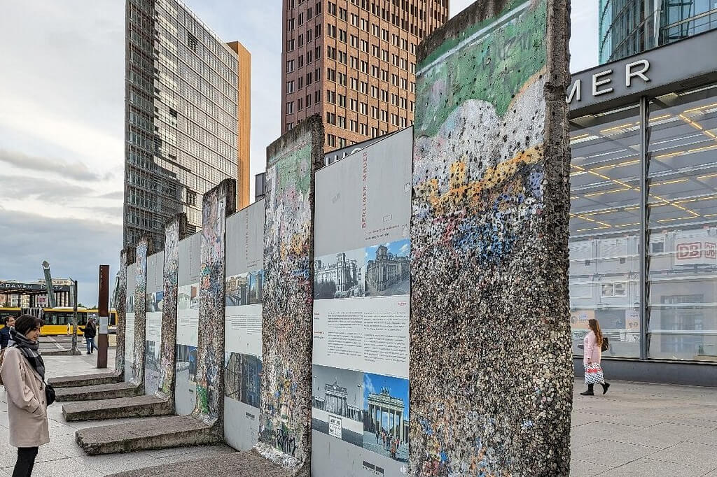 Parts of the Berlin Wall on display at Potsdamer Platz
